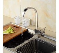 Copper Square Wire Drawing Antique Kitchen Faucet Cold Water Mixer Kitchen Sink Faucet Square Single Handle Can Be Rotated,Wire Drawing