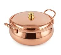 Copper Stock Pot with Lid, Thick Induction-Compatible Soup Pot for Shabu Shabu and Stews, Ideal for Family Meals, 22cm Brass Cookware