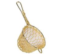 Copper Tea Infuser Strainer Reusable Loose Leaf Teapot Filter with Long Handle for Tea Maker Hand Woven Hollow Shape Fashionable Beautiful Enhances Tea Soup Color Gold 13cm 105g