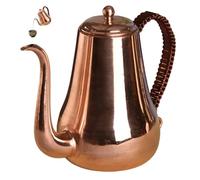 Copper Tea Kettle for Pour Over Coffee and Tea 1L Stovetop Kettle with Safe Coating Free Interior Classic Brown Copper Pot Smooth