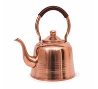 Copper Tea Kettle for Stove Top, 1.1 Qt Vintage Teapot | Long Pour Spout, Removable Lid, Wrapped Carry Handle, Gas and Standard Electric Cooktops, Rustic Kitchen Decor