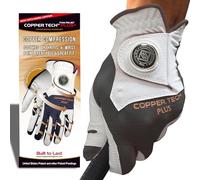 Copper Tech Plus Men's Golf Gloves ONE Size FIT Most worn on the right hand for the left-handed golfer (White/Grey, One Size Fits Most M to L)