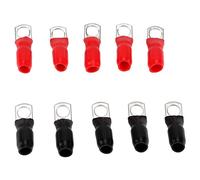Copper Terminal Lugs, Durable Easy Installation Ring Terminals Kit 10 Pcs 1/0 Gauge Red Black Insulated for Automotive Repairs Marine Applications RV Wiring Medium Vehicles
