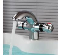 Copper Thermostatic Basin Mixer Tap, with Concealed Pip-ing, Precise Temperature Control 20-50°C, Hot and Cold Water Switch