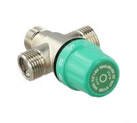 Copper Thermostatic Mixing Valve, 3-Way Hot Cold Water Control with Built-in Filter and Stop Function, 1/2 Inch Interface for Home Heating Systems(B)