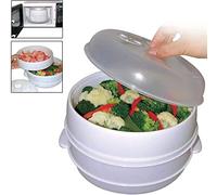 Copper Top - 2 Tier Microwave Vegetable Steamer Cooker Healthy Pasta Rice Cooking Pot Pan