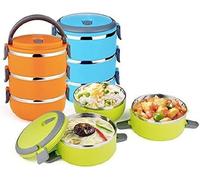 Copper Top - 3-Layer Stainless Steel Stackable Insulated Lunch Box / 3 Compartment Bento Lunch Box, Keeps The Food Fresh, BPA Free