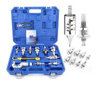 Copper Tube T-Hole Puller, Tee-Extractor Set Dia 10-32mm Branch Pipe Hole Reamer, HVAC Refrigeration Plumbing Repair Tool