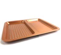 Copper Twin Section Non-Stick Baking Tray Cookware Kitchen Food