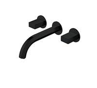 Copper Wall Entry Type Split Basin Faucet Light Luxury European Bathtub Faucet Set Hot and Cold Wash Basin Mixed Water Fauce,Matt-Black