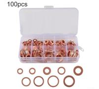 Copper Washer Gasket Set Assortment Kit with Box for Sump, Includes 50/100/120 Flat Ring Seals for Various Applications (100pcs aluminum sheet,)
