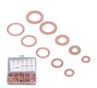 Copper Washers Assorted,200Pcs Metric Crush Flat Washers Kit,9 Sizes Oil Sealing Ring Assortment Set With Storage Box for Automotive Motorcycles Track Appliances Bearings M5 M6 M8 M10 M12 M14 M16 M20