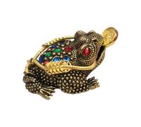 Copper Wealth Toad Statue, Frog Statue Holding Coin, Lucky Three-Legged Toad, Toad Statue for Tea Ceremony, Toad Figurine for Prosperity, Frog Tea Pet for Home, Antique Prosperity Toad, Wealth Frog