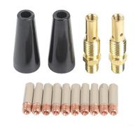 Copper Welding Nozzle Kit 14PCS Coated 1.0mm Tips | 10 coated tips, 2 nozzles, 2 diffusers, 1.0mm aperture, reduces cleaning time
