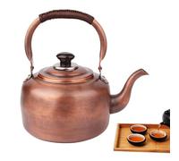 Copper Whistling Tea Kettle with Ergonomic Handle - Rustic Teapot for Gas and Induction Stovetops - Ideal for Boiling Water