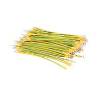 Copper Wire 100Pcs Copper Bridge Jumper Yellow Green Double Color Grounding Wire Solar Photovoltaic Grounding Wire 10/12/14 Awg(Hole Diameter 6mm,20CM,14 AWG(2.5mm2))
