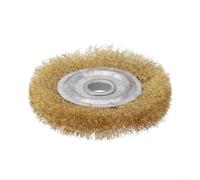 Copper Wire Brush Polishing Wheel for Grinder - Soft Flat Brass, 100-250 mm Diameter, 0.15 mm Wire, Crimped Design for Metal Burr Removal, Rust & Removal, Fine(100mmx16mm)