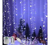 Copper Wire Firecracker Christmas Lights, 6FT 120LED Battery Operated Twinkle Firecracker Fairy String Lights with Remote, Silver Wire Light for Bedroom Dorm Wreath DIY Wedding Christmas Decoration