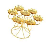 Coppers Butter Lamp Holder Seven Candlestick Seats Buddhist Lotuses Metal Candlestick For Buddhas Lamp Metal Gold