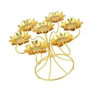 Coppers Butter Lamp Holder Seven Candlestick Seats Buddhist Lotuses Metal Candlestick For Buddhas Lamp Metal Gold Lotuses Holder