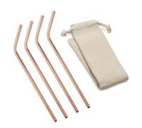 CopperStudio Angled Straws Bundle-EcoSip Reusable Angled Solid Copper Straws -Set of 4, 6-inch Long Straws. Pure Copper Straws. Food Safe. Eco Friendly, Sustainable,Suitable for All Beverages