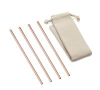 CopperStudio Straight Straws Bundle- EcoSip Reusable Solid Copper Straws -Set of 4,6-inch Long Straws. Pure Copper Drinking Straws. Food Safe. Eco-Friendly, Sustainable, Suitable for All Beverages.