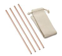 CopperStudio Straight Straws Bundle- EcoSip Reusable Solid Copper Straws -Set of 4, 8-inch Long Straws. Pure Copper Straws. Food Safe. Eco-Friendly, Sustainable, Suitable for All Beverages.