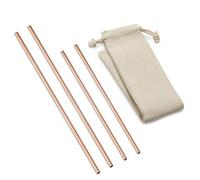 CopperStudio Straws Bundle- EcoSip Reusable Straight Solid Copper Straws -Set of 4, 02 6-inch & 02 8-inch Straws. Pure Copper Straws. Food Safe. Eco-Friendly,Suitable for All Beverages.