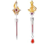 COPPERTIST.WU Crimson Roseblade & Basket-Hilt Sword Studs Set, Mismatched Gothic Earrings, 925 Sterling Silver & Brass Sword Jewelry, Symbolic Duality Gift for Men Women
