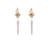 COPPERTIST.WU Crimson Roseblade Studs, 925 Silver & Brass Through-Blade Earrings for Women Men, Red Zircon Symbolic Jewellery, Unique Gift for Gothic, Dark Romantic Style (2)