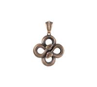COPPERTIST.WU Double Snake Pendant Necklace Amulet Snake Pendant Jewelry Gift for Men Women (Chain Not Included), 1.45*1.27inches, 925 Sterling Silver/Brass/Black, Zircon