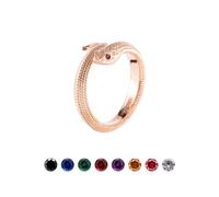 COPPERTIST.WU Hognose Snake Ring Customize Personalized Gemstone Snake Eyes Custom Signet Ring Gift for Men Women,925 Sterling Silver/Gold Vermeil/Gold (18K Rose Gold Vermeil)