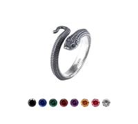 COPPERTIST.WU Hognose Snake Ring Customize Personalized Gemstone Snake Eyes Custom Signet Ring Gift for Men Women,925 Sterling Silver/Gold Vermeil/Gold (Oxidized Silver)