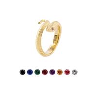 COPPERTIST.WU Hognose Snake Ring Customize Personalized Gemstone Snake Eyes Custom Signet Ring Gift for Men Women(Gold Vermeil)