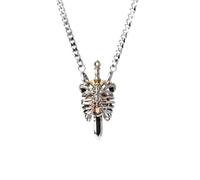 COPPERTIST.WU Mechanical Beating Heart Pendant Gothic Ribcage Sword Skeleton Jewelry Charm for Men Women (Small Pendant w/Chain)