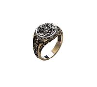 COPPERTIST.WU Medusa Signet Ring Mythological Gr oddess Ring Brass&925 Sterling Silver Jewelry Gift for Women Men (Brass, S)