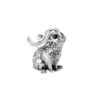 COPPERTIST.WU Rabbit Pen Holder Stand Statue Craft Creative Gift for Desk Decoration Office Organisers and Accessories (White Bronze)