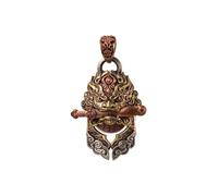 COPPERTIST.WU Shan Gui Lion Sword Pendant Necklace Oriental Handmade Jewelry Gift for Men Women, M, Brass & S925, No Gemstone
