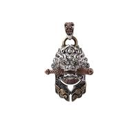 COPPERTIST.WU Shan Gui Lion Sword Pendant Necklace Oriental Handmade Jewelry Gift for Men Women, M, Brass & S925, No Gemstone