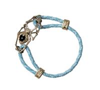 COPPERTIST.WU Spider Rope Bracelet Handmade Adjustable Braided Wristband Unique Jewelry Gift for Him & Her,Obsidian & Red Agate Gemstone (Brass &Braided Rope)