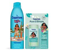 Coppertone Kids Exclusive Disney Moana Sunscreen Spray SPF 50 (5 Oz) + Coppertone Pure and Simple Kids Mineral Sunscreen Stick SPF 50 (0.49 Oz)