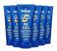Coppertone Sport Sunscreen Lotion SPF 50, Sweat, Heat and Water Resistant Sunblock, Lightweight, Oxybenzone Free, Travel Size Sunscreen Bulk Pack, 3 Fl Oz Bottle, Pack of 6