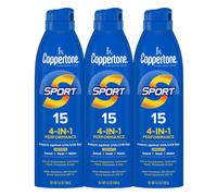 Coppertone Sport Sunscreen Spray Broad Spectrum SPF 15 Water Resistant Spray Sunscreen 5.5 Oz Pack of 3