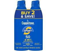 Coppertone SPORT Sunscreen Spray SPF 50, Water-Resistant (80 Min), Broad Spectrum, Continuous Spray, 2 x 5.5 oz - U041100057287
