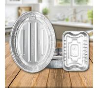 Coppice Aluminium Foil Roasting Tray Combo For Roasting, Grilling & Bbq. Freezer, Oven & Food Safe. 4 Large And 8 Small Trays