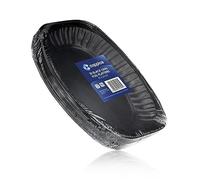 Coppice Black Oval Aluminium Foil Platters for Parties, Buffets & Entertaining | 35cm x 24cm | Food Safe | 10 Pack