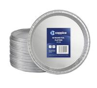 Coppice Silver Round Aluminium Foil Platters for Parties, Buffets & Entertaining | 31cm | Food Safe (50)