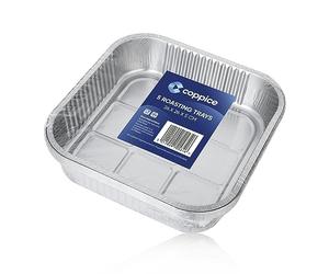 Coppice Strong Square Aluminium Foil Trays for Baking, BBQ, Roasting, Grilling, Air Fryer & Food Storage | 26cm x 26cm x 5cm | Freezer, Microwave & Oven Safe | 5 Pack