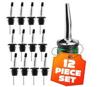 Coppo 12 Pack Stainless Steel Classic Liquor Bottle Speed Pourers with Tapered Spout