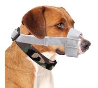 Coppthinktu Dog Muzzle with No-Escape Elastic Neck Collar, Soft Adjustable Muzzle for Small Medium Large Dogs, Breathable Dog Mouth Guard to Prevent Biting Barking & Chewing (Gray S)